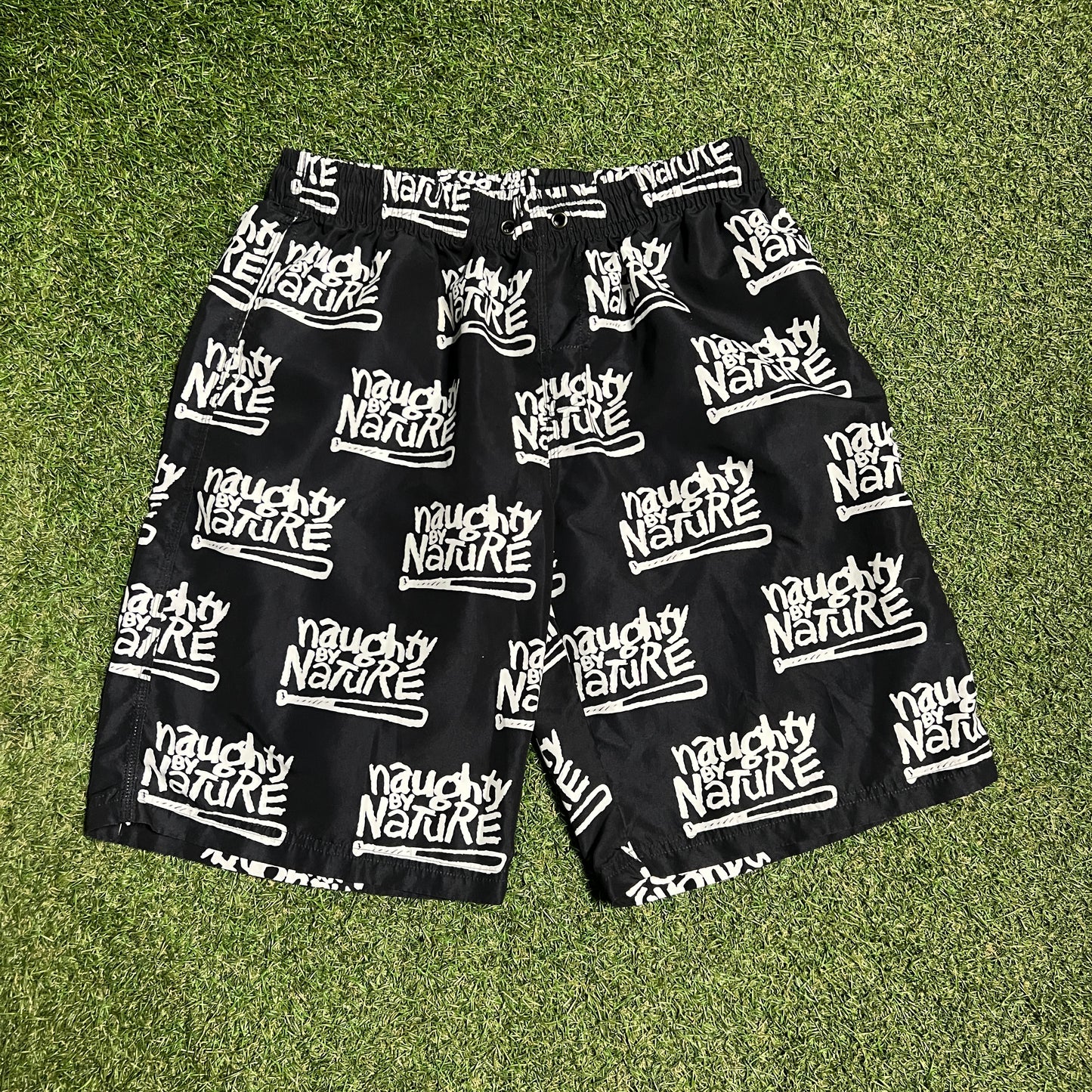 Naught by Nature Repeat Logo Black Shorts Size XL USED v16184