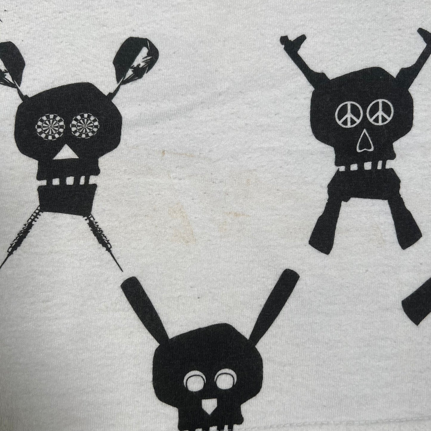 Y2K Stussy Futura Skulls AOP White Tee Size Large USED x14401