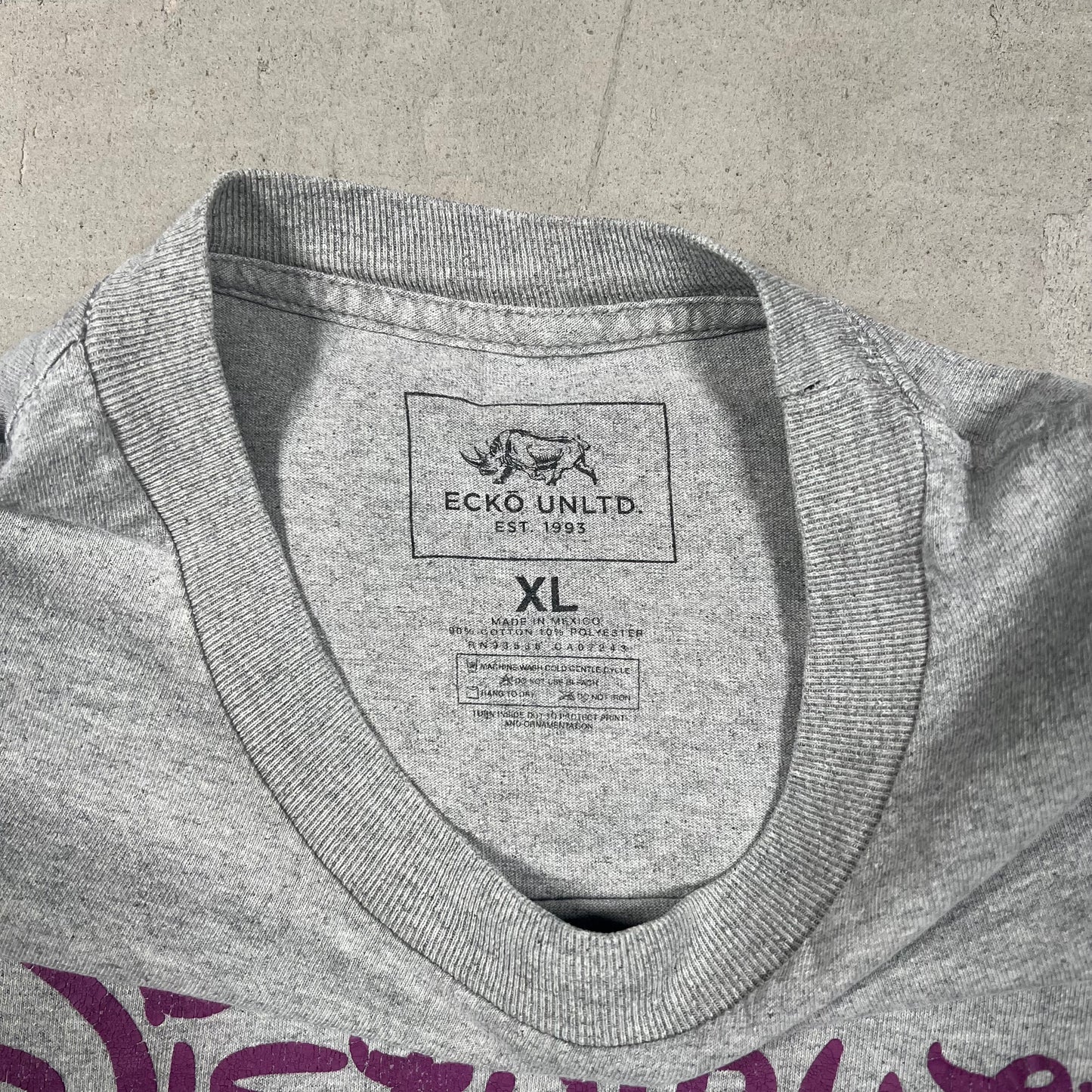 Y2K Ecko "Distribute" Disney Spoof Grey Tee Size XL USED v18975