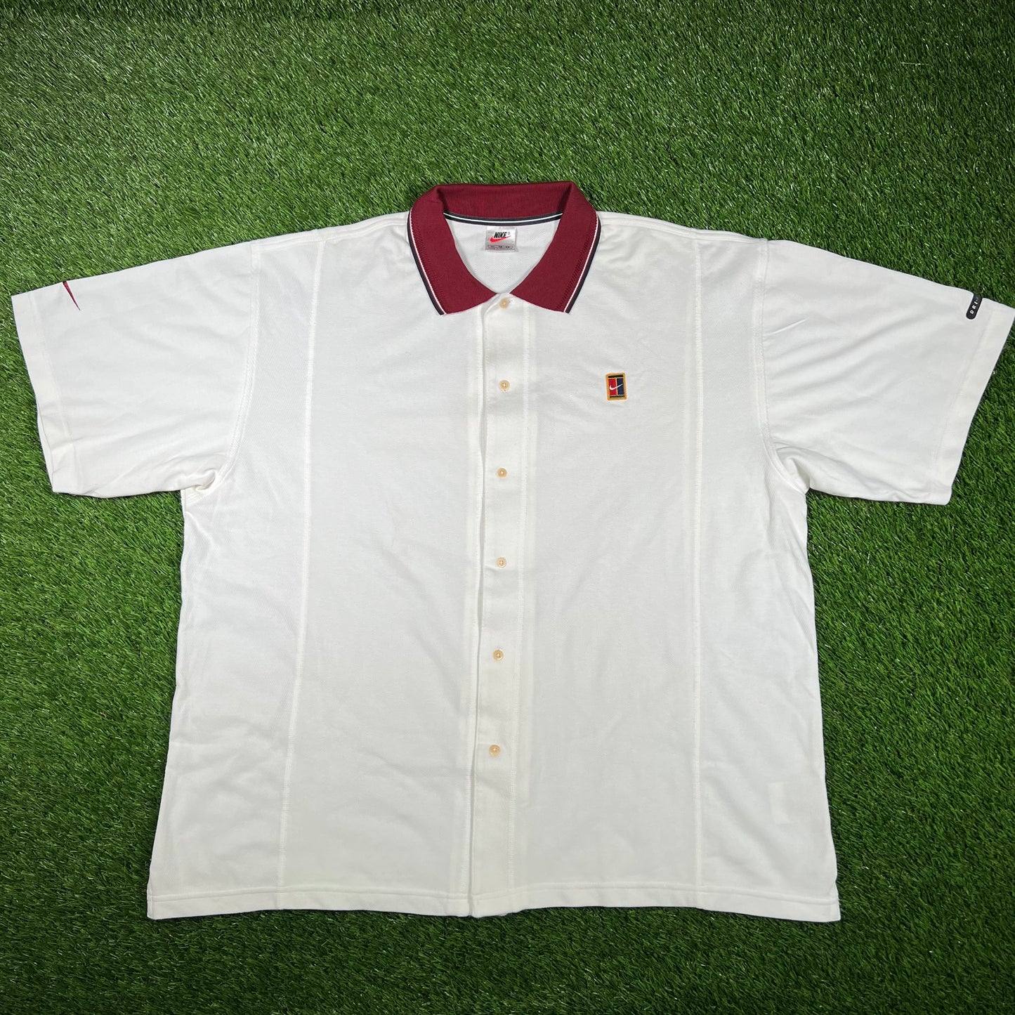 1990s Nike Challange Court White Polo Tee Size XL USED v17094