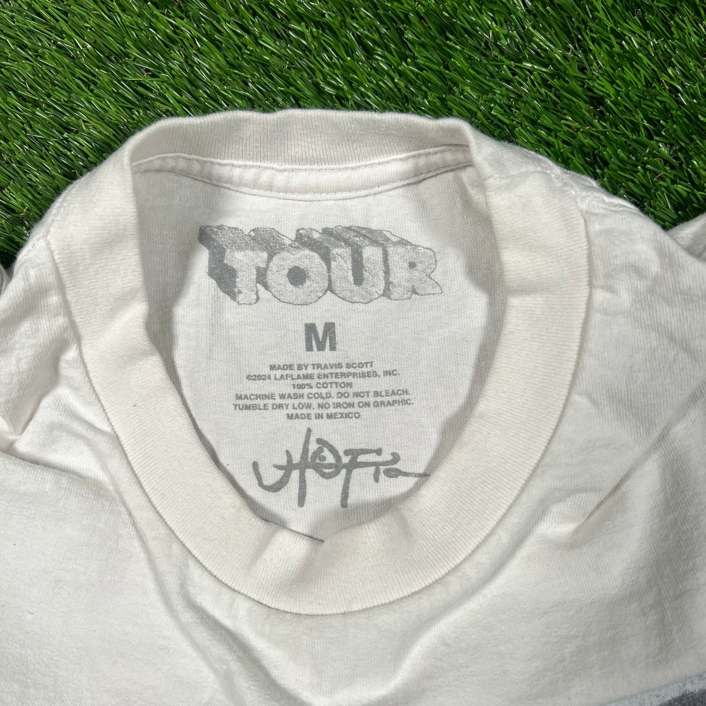 Travis Scott Utopia White Metlife Tee Size Medium USED x15297