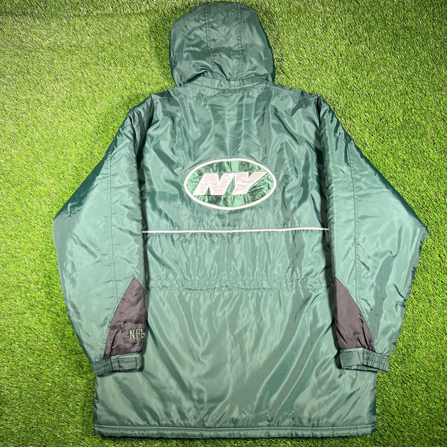 2010s Jets Chest Logo NY Back Logo Green Coach Jacket Size Large USED v16987