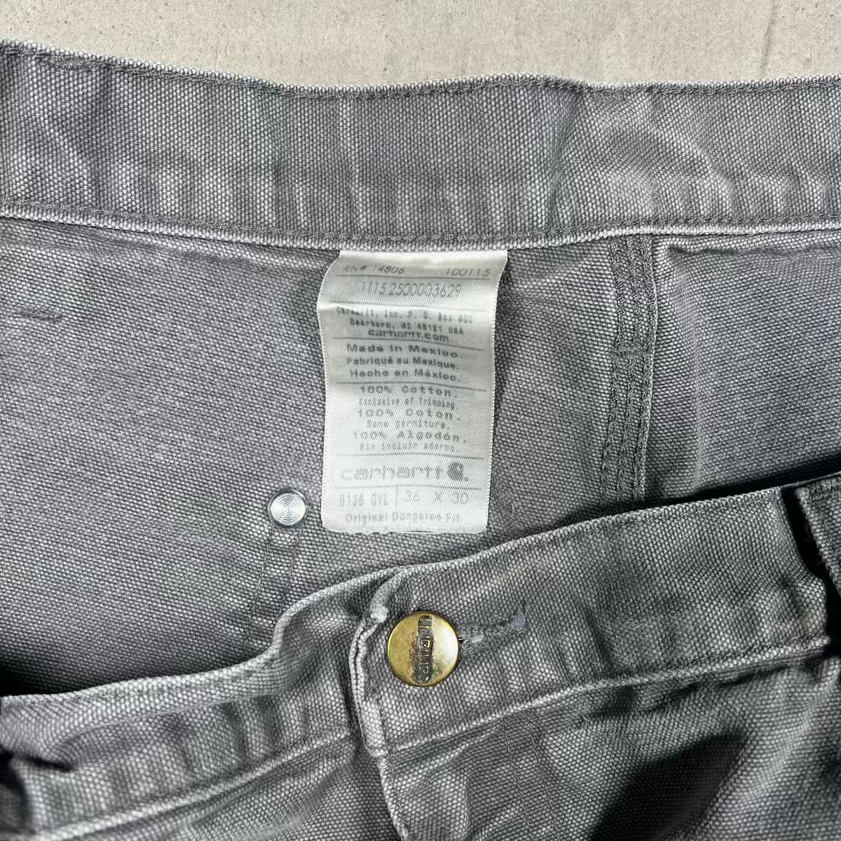 Y2K Carhartt Double Knee Workwear Grey Pants Size 36x30 USED v20334