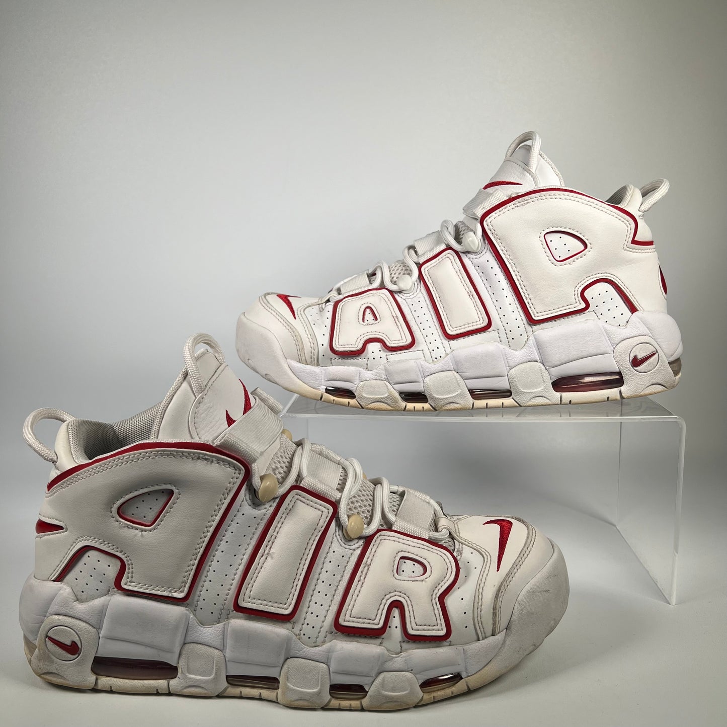 Nike Air More Uptempo White Varsity Red Outline (2021) Size 11 USED s18579