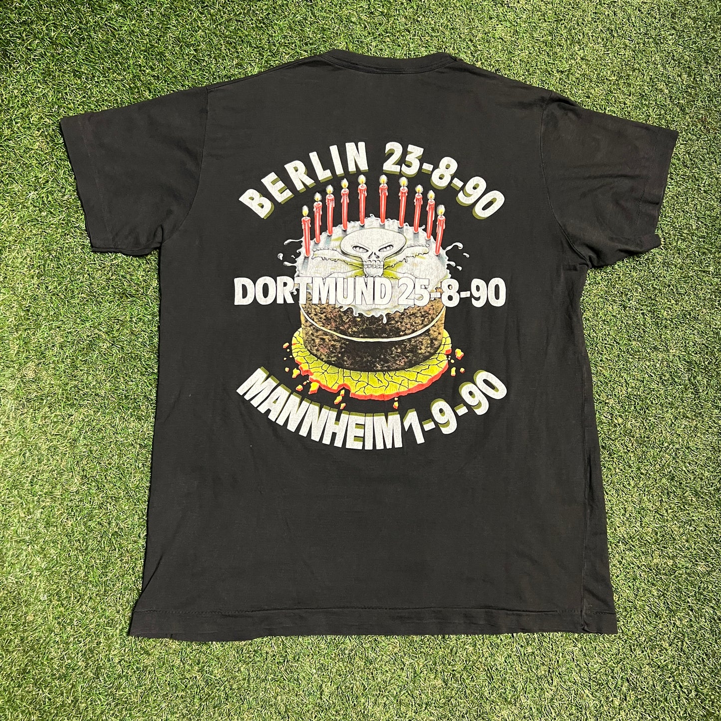 1990 Super Rock Music Fest Black Tee Size XL USED v16072