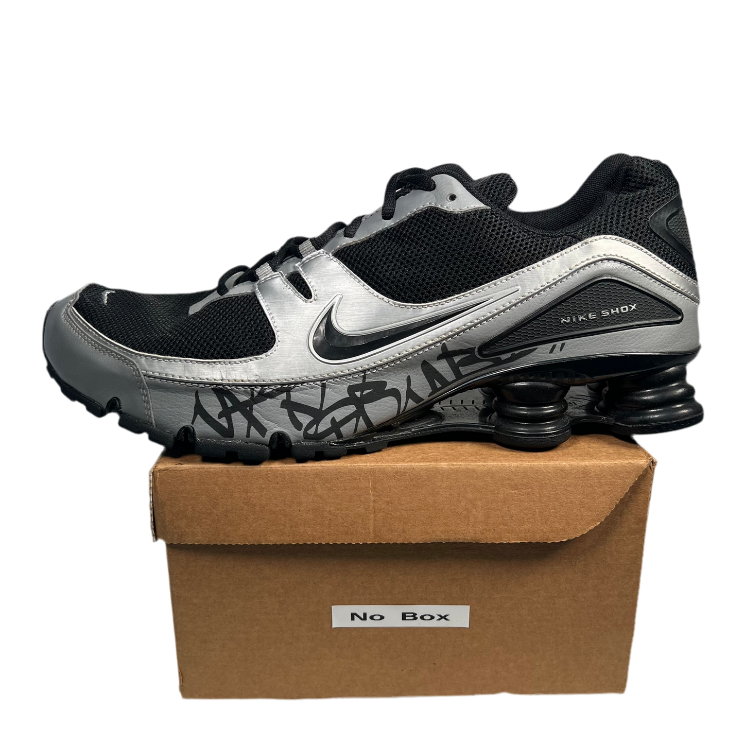 Nike Shox Black/Silver Graffiti (2007) Size 14 USED s17673