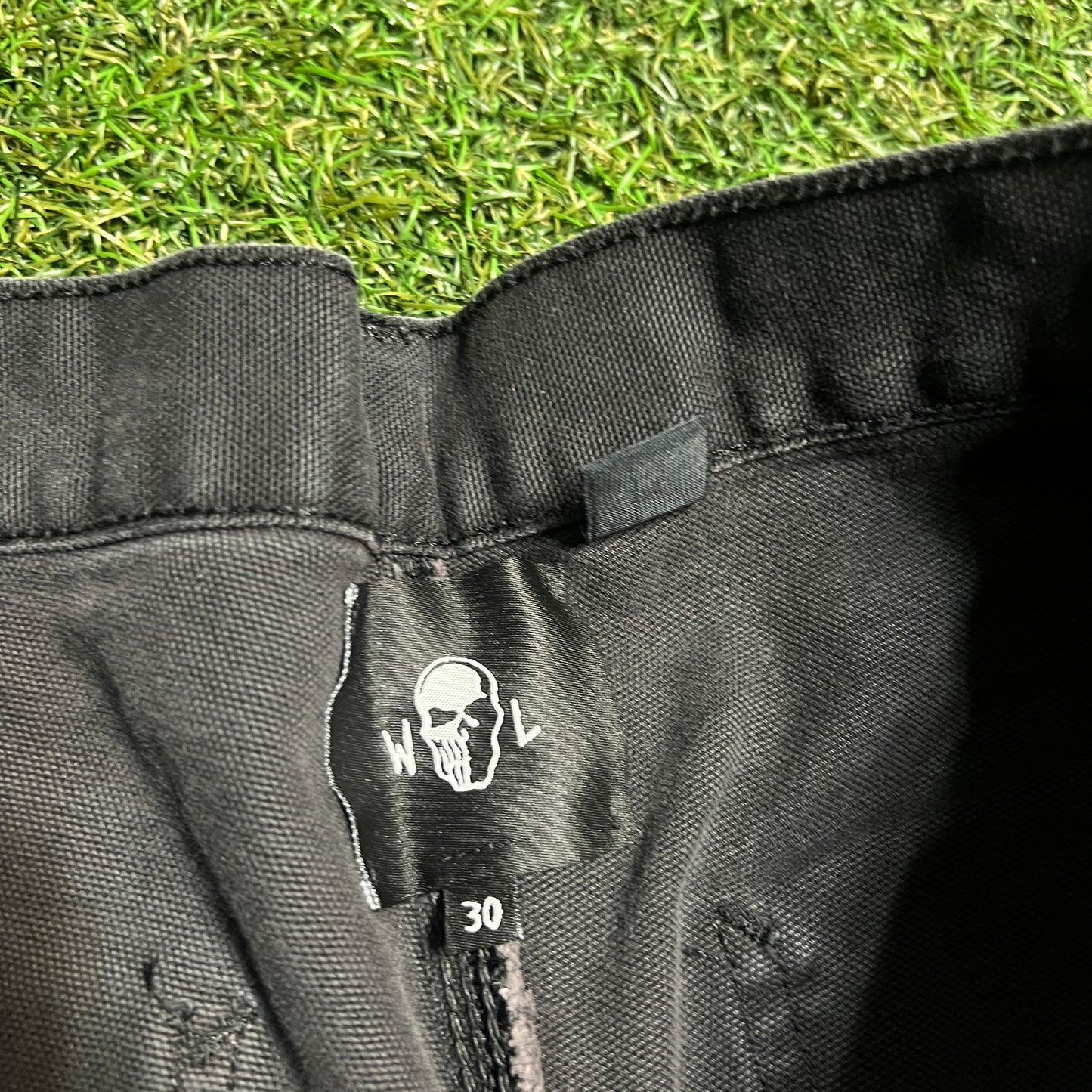 Warren Lotas x Carhartt Black Work Shorts Yellow Back Hit Size 30 USED x13931