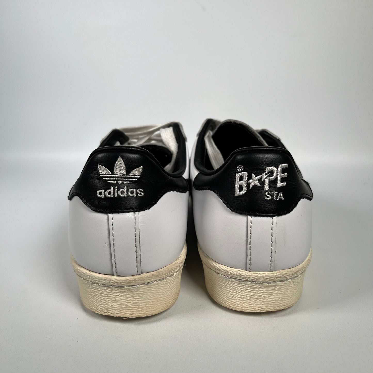 Adidas x Bape Superstar 80s White Black (2021) Size 7.5 USED s17838