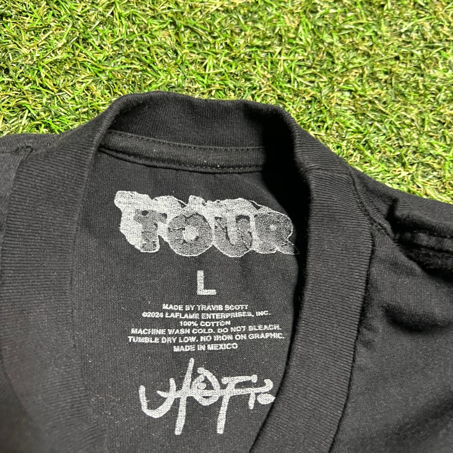 Travis Scott Utopia Thank God Im Free Tonight Black Tee Size Large USED x13632
