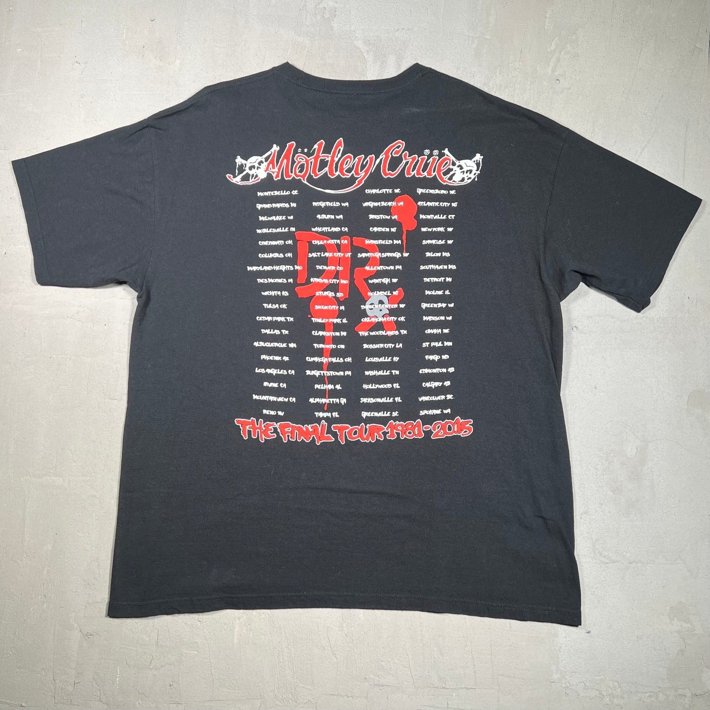 2015 Motley Crue The Final Tour Black Tee Size XL USED v19327