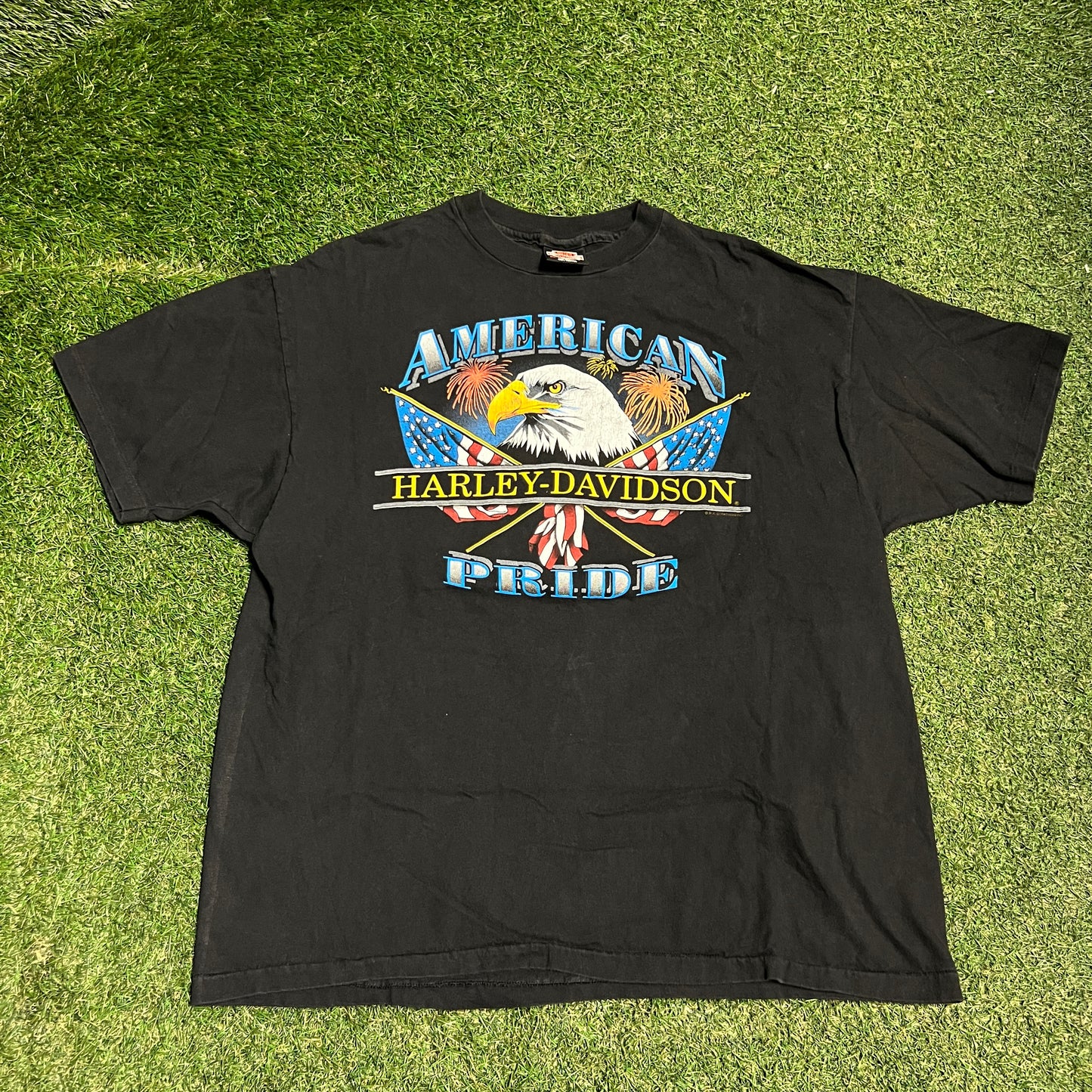1997 Harley Davidson American Pride Eagle Black Tee Size XL USED v16466