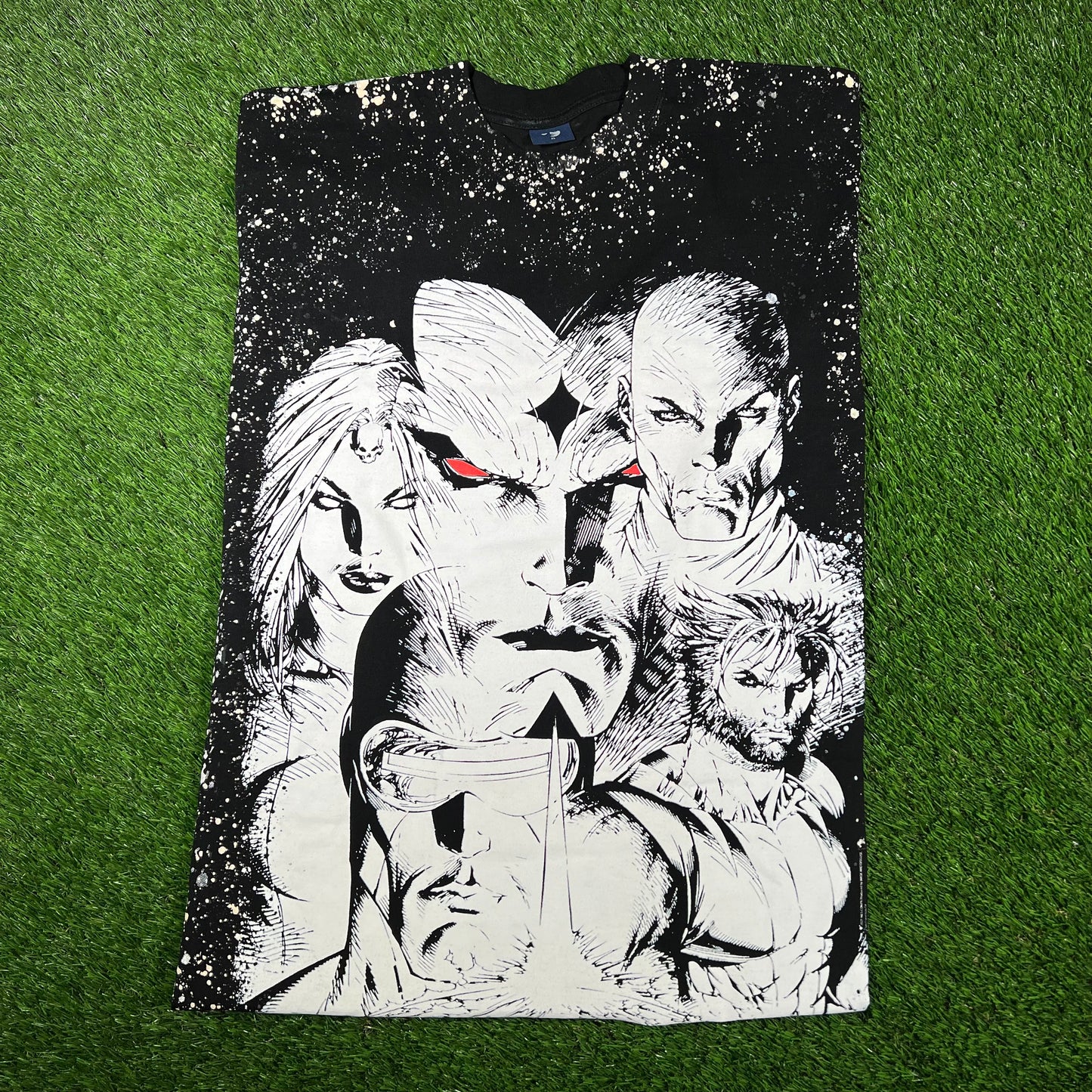 Mask and Disguise M.A.D. Marvel "X-Men" AOP Black Tee Size XL USED v17077
