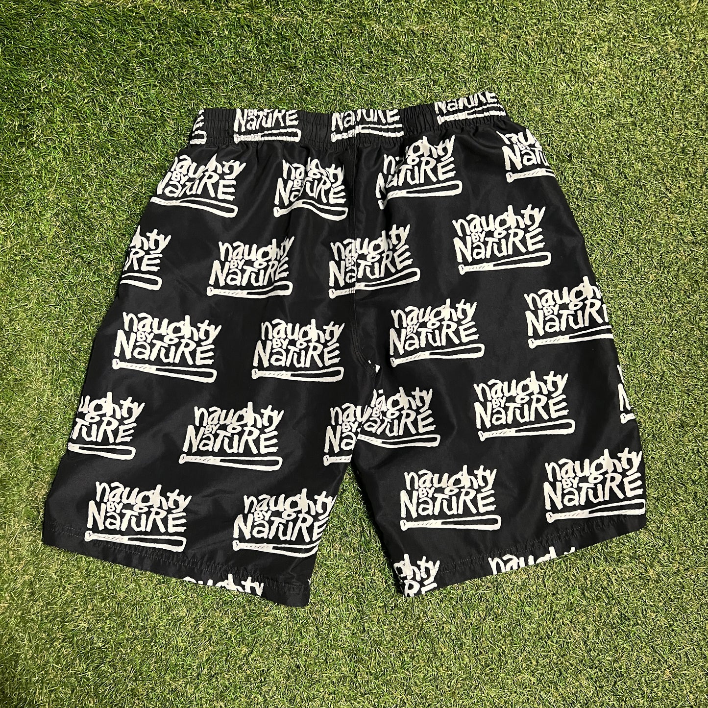 Naught by Nature Repeat Logo Black Shorts Size XL USED v16184