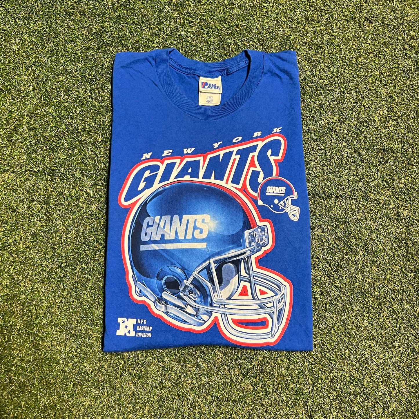 2000s New York Giants Helmet NPC Eastern Division Blue Tee Size XL USED v16259