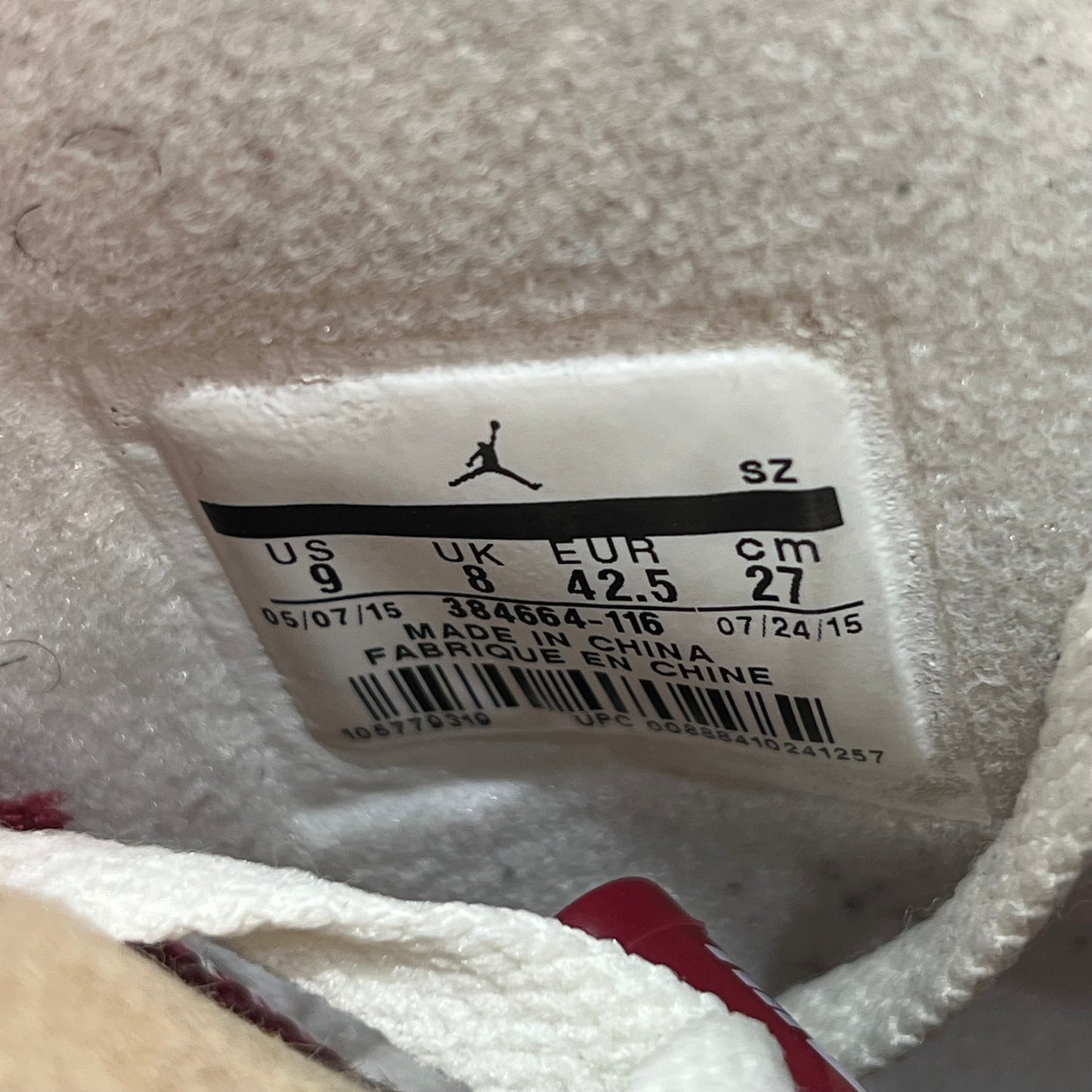 Jordan 6 Maroon (2015) Size 9 USED s18094