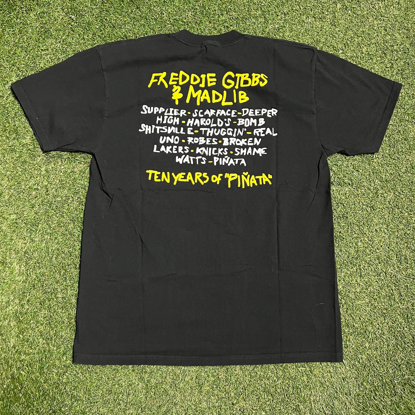 Freddie Gibbs Pinata Square Logo Black Tee Size Large USED x13603