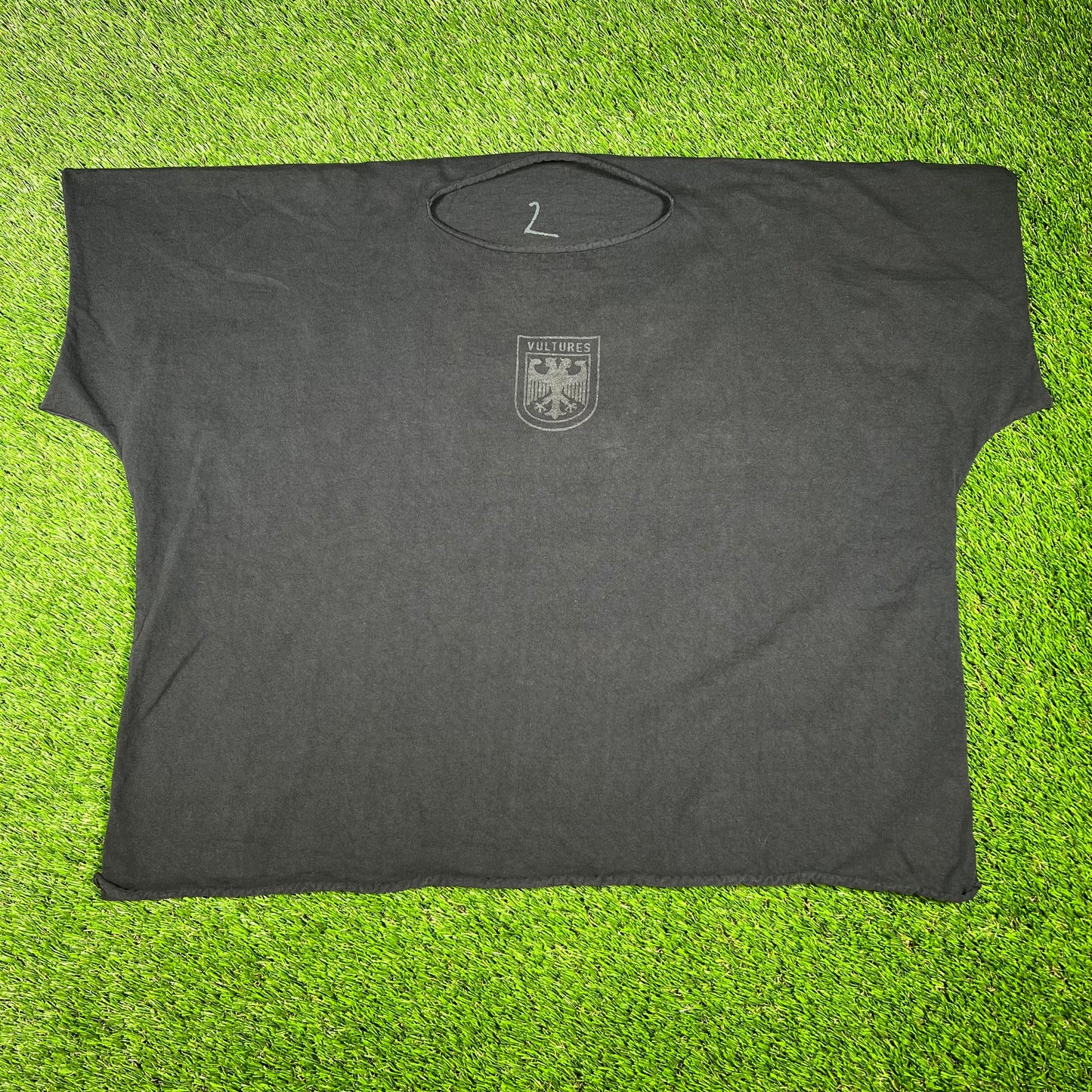 Kanye West Vultures Raw Neck Black Tee Size 2 (Medium) USED x14373