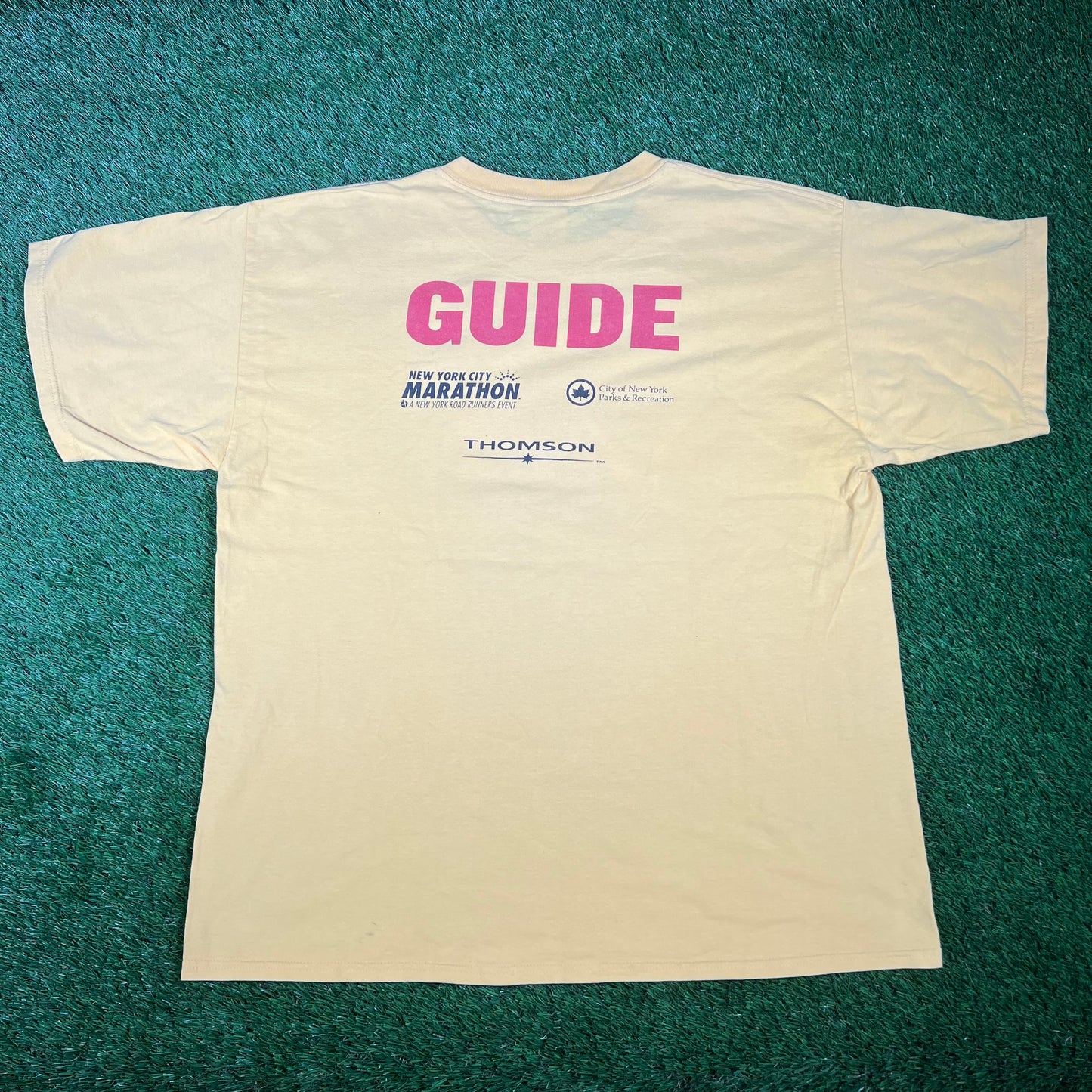 2002 New York City Marathon Yellow Tee Size XL USED v16551