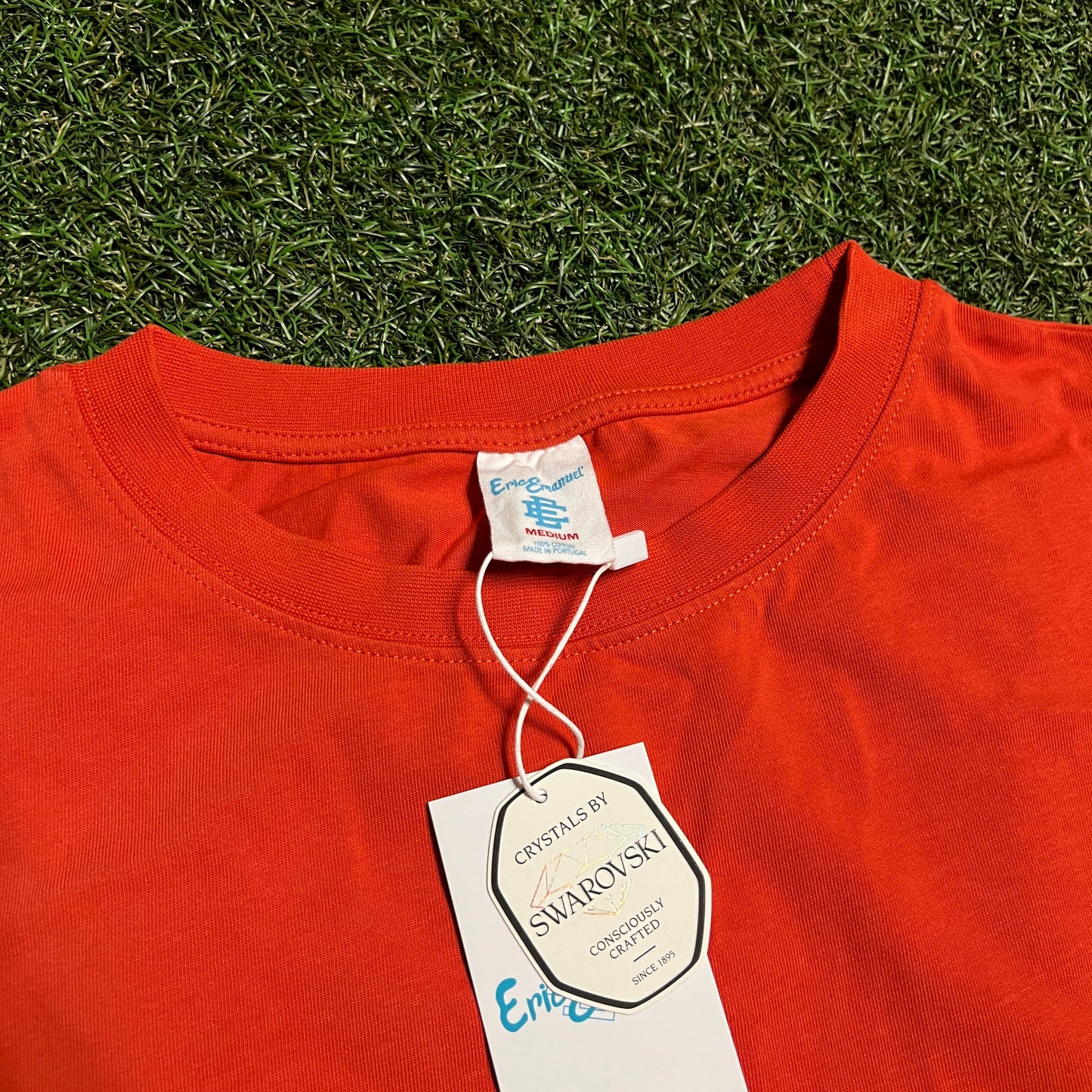 Eric Emanuel Swarovski Crystals Orange Tee Size Medium NEW x14083