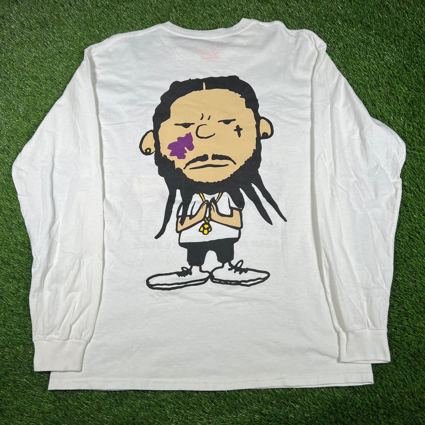 Asap Mod Too Cozy Yams Head White Longsleeve Size Medium USED x14556