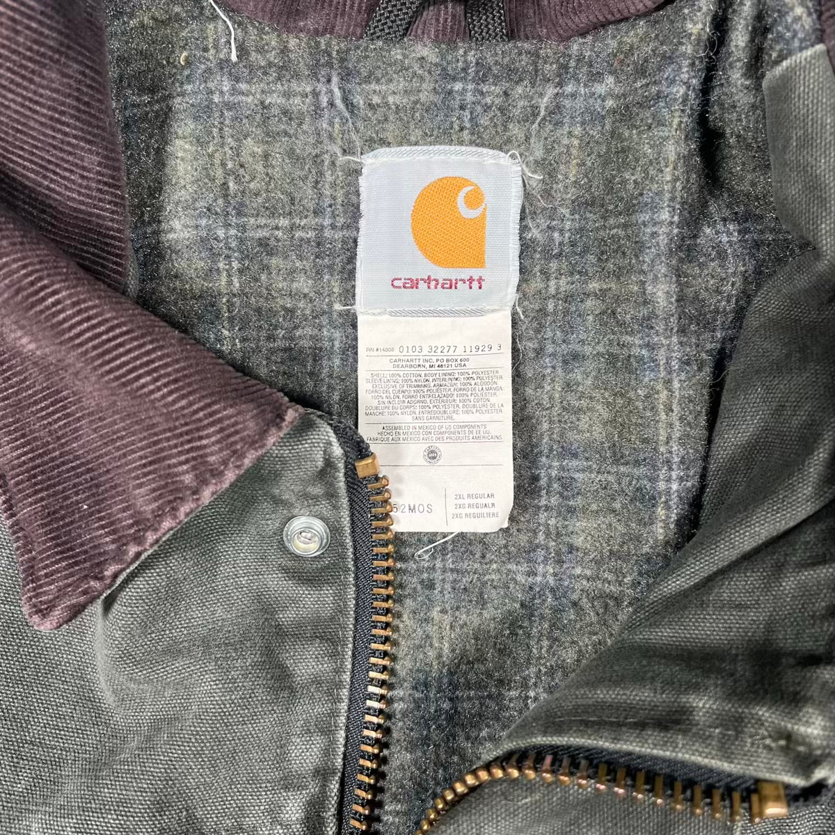 1990s Carhartt Moss Green Blanket Lined Barn Chore Coat Size XXL USED v20200