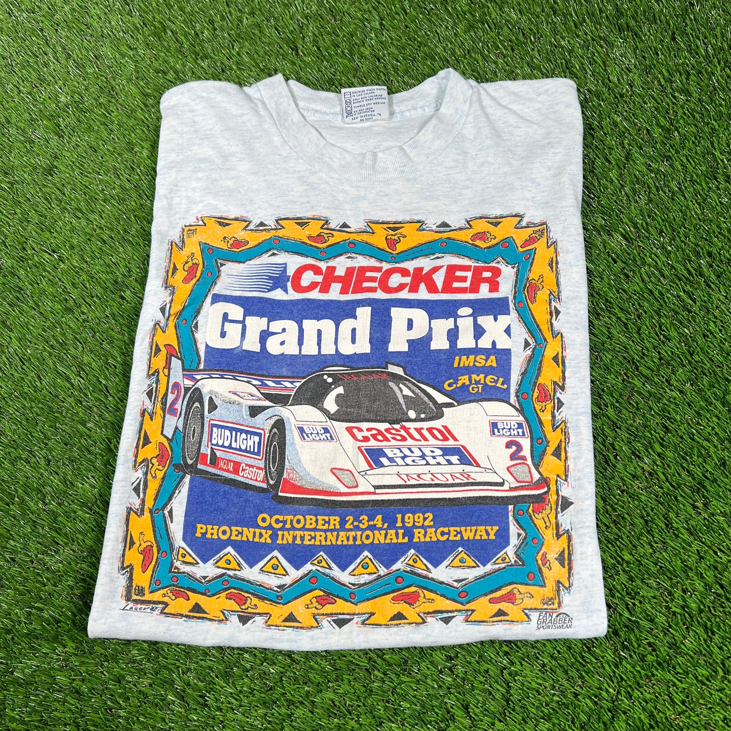 1992 Checker Grand Prix Tee Size Large USED v16710