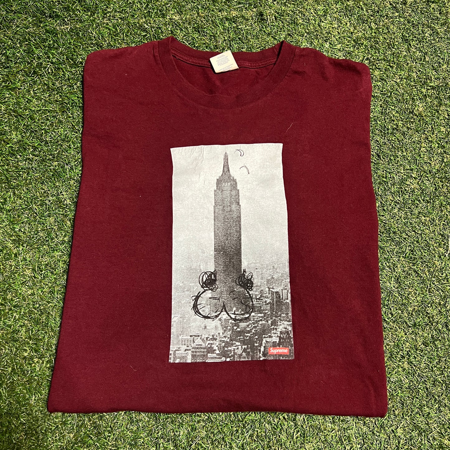 Supreme Empire State Penis Maroon Tee Size XL USED x13551