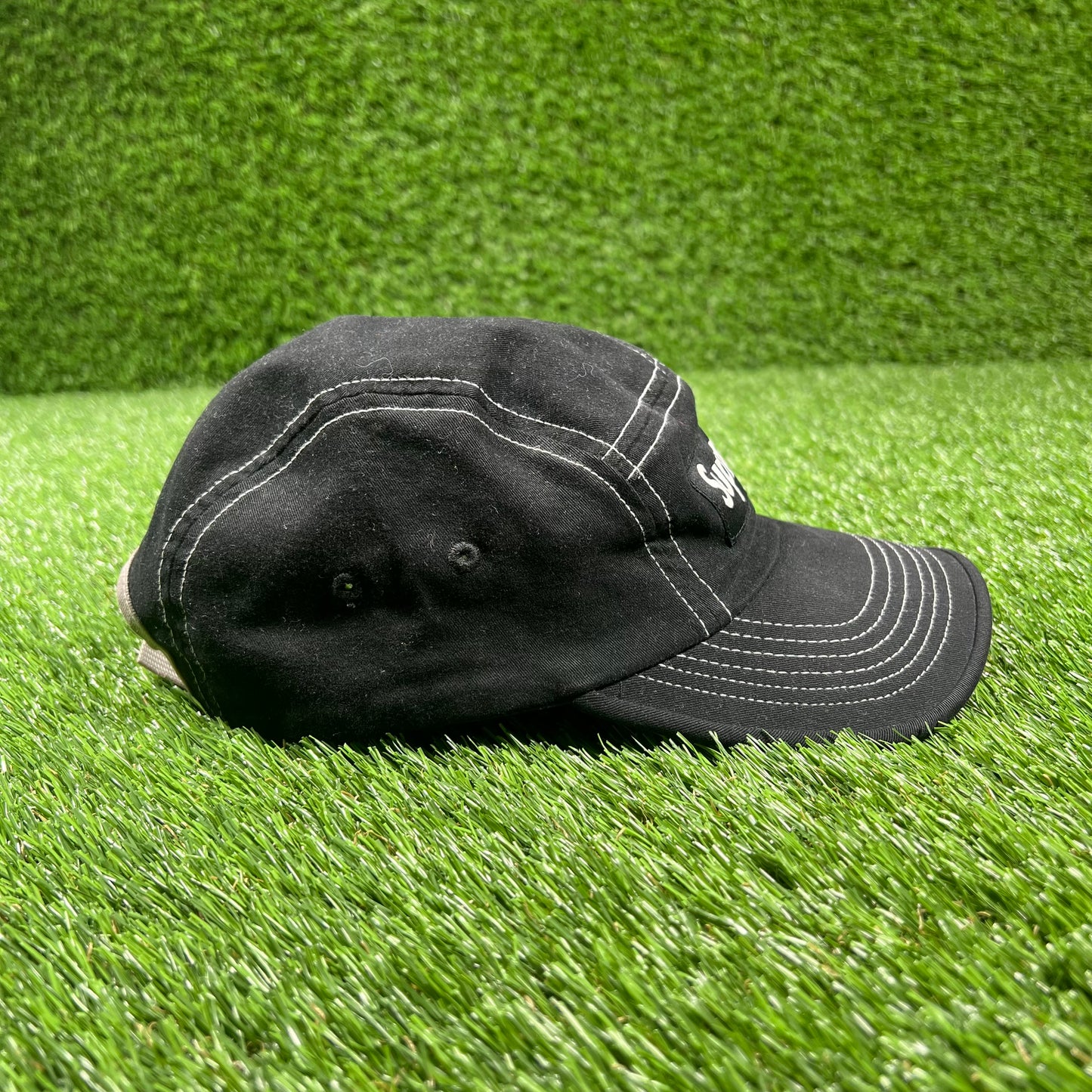 Supreme 2-Tone Twill Black Camp Cap USED x14855
