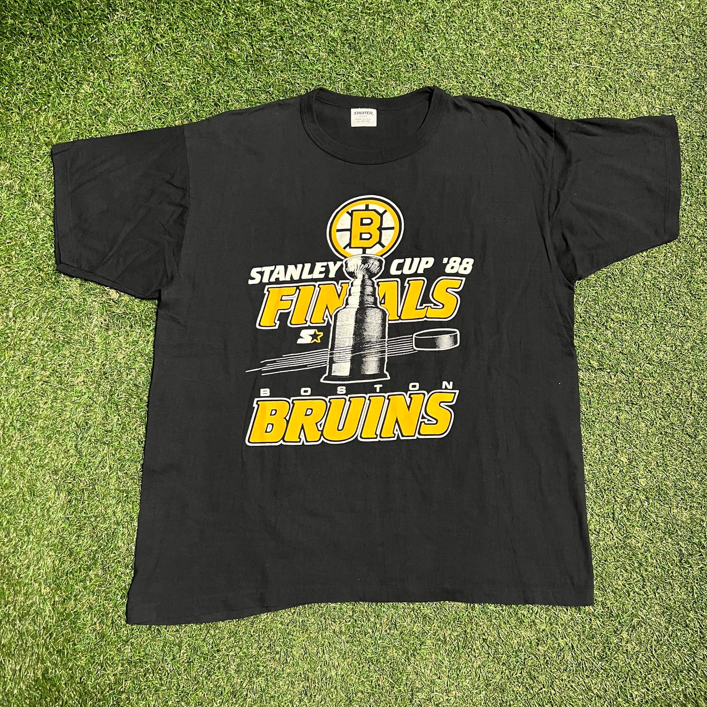 1988 Stanley Cup Finals Boston Bruins Black Tee Size XL USED v16139