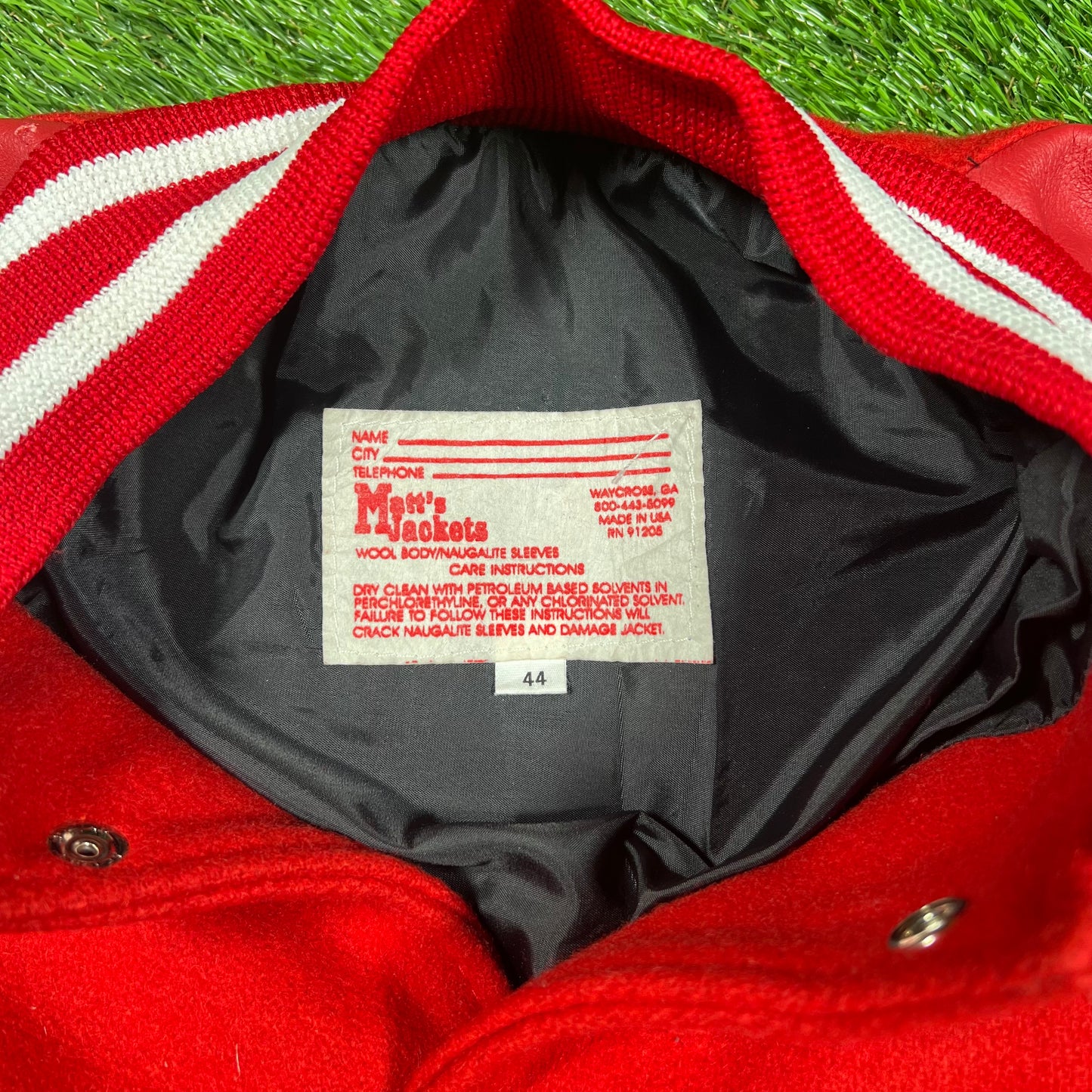 1990s Matts Jacket Red Varsity Jacket Size 44 (XL) USED v17107