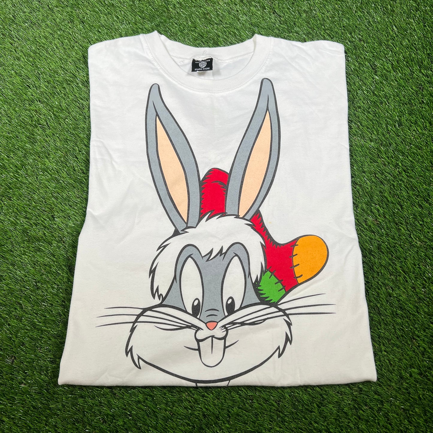 1997 Bugs Bunny Wearing Red Hat White Longsleeve Size XL USED v16557