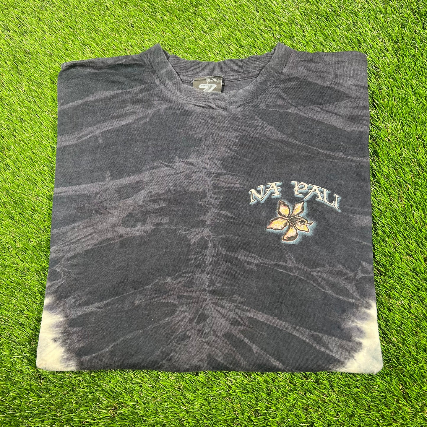 Y2K Na Pali Tie Dye Dragon Back Hit Blue Tee Size XL USED v17089