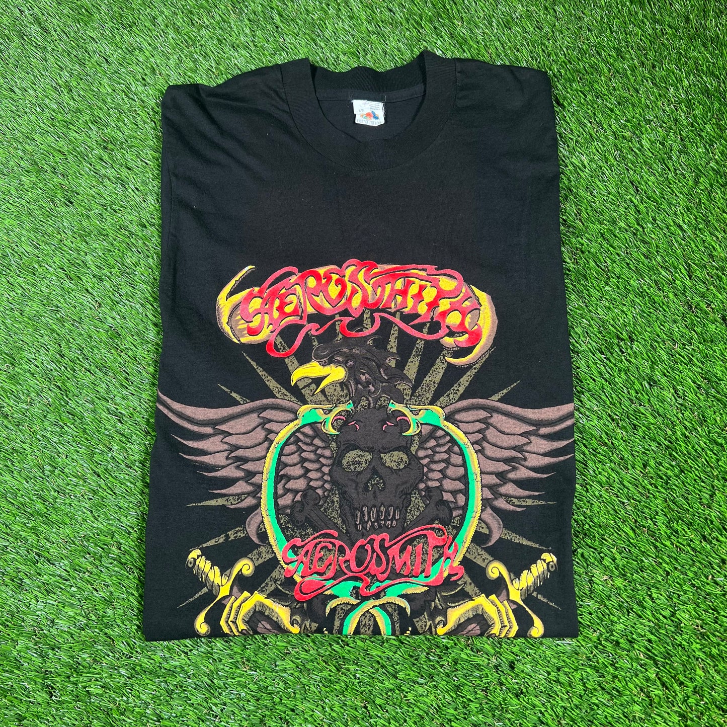1993 Aerosmith Aero Force One Tour Black Tee Size Large USED v16633