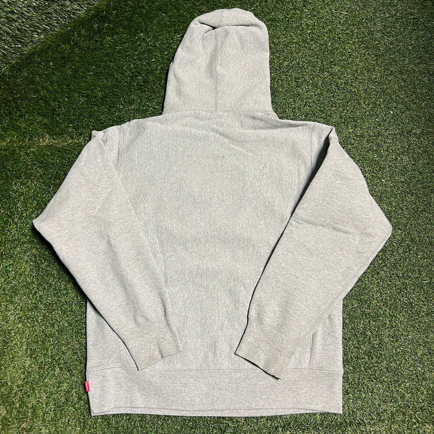 Supreme Box Logo Safety Orange Grey Hoodie Size Medium USED x13580 FW17