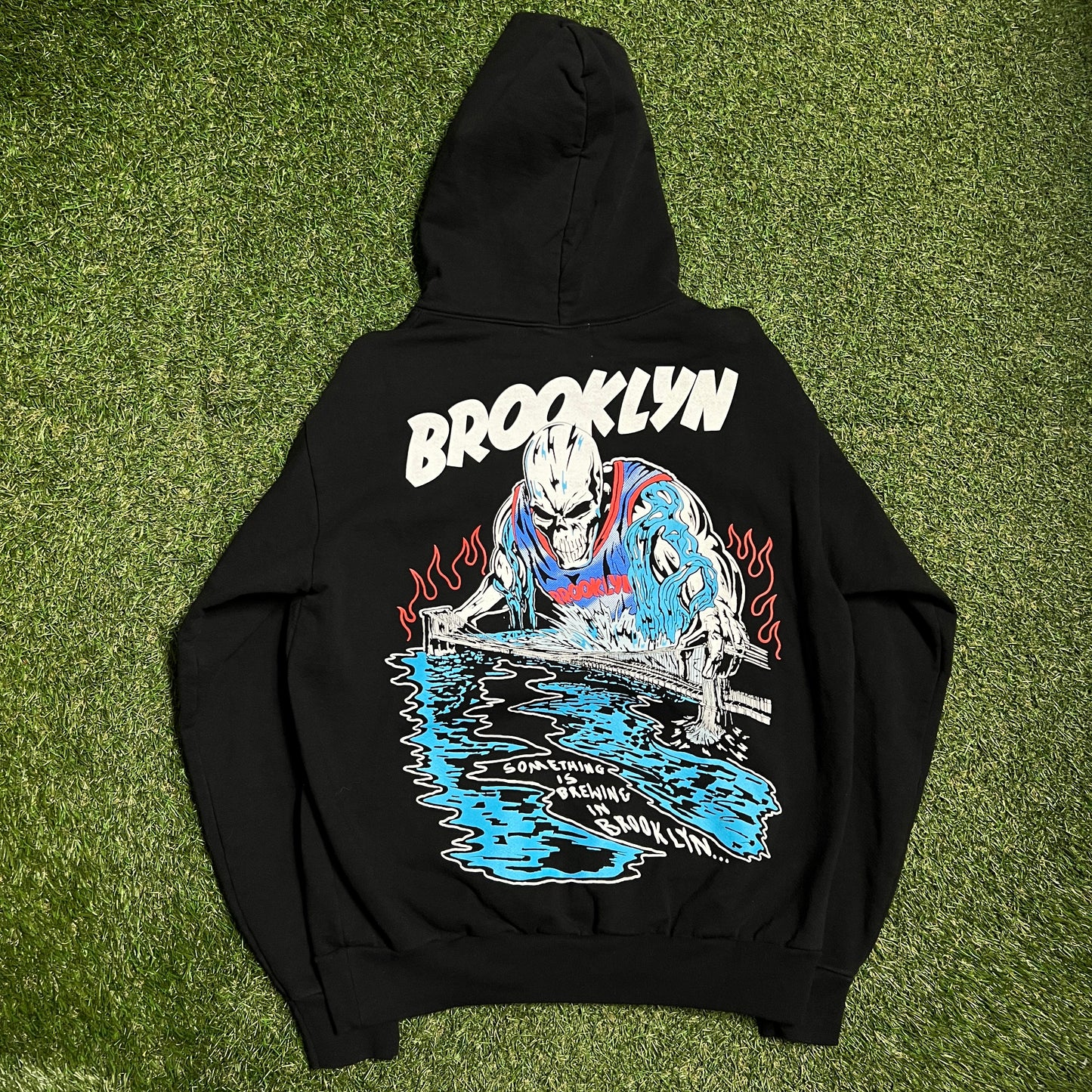 Warren Lotas Brooklyn Nets Something Is Brewing Black Hoodie Size Medium USED x13500