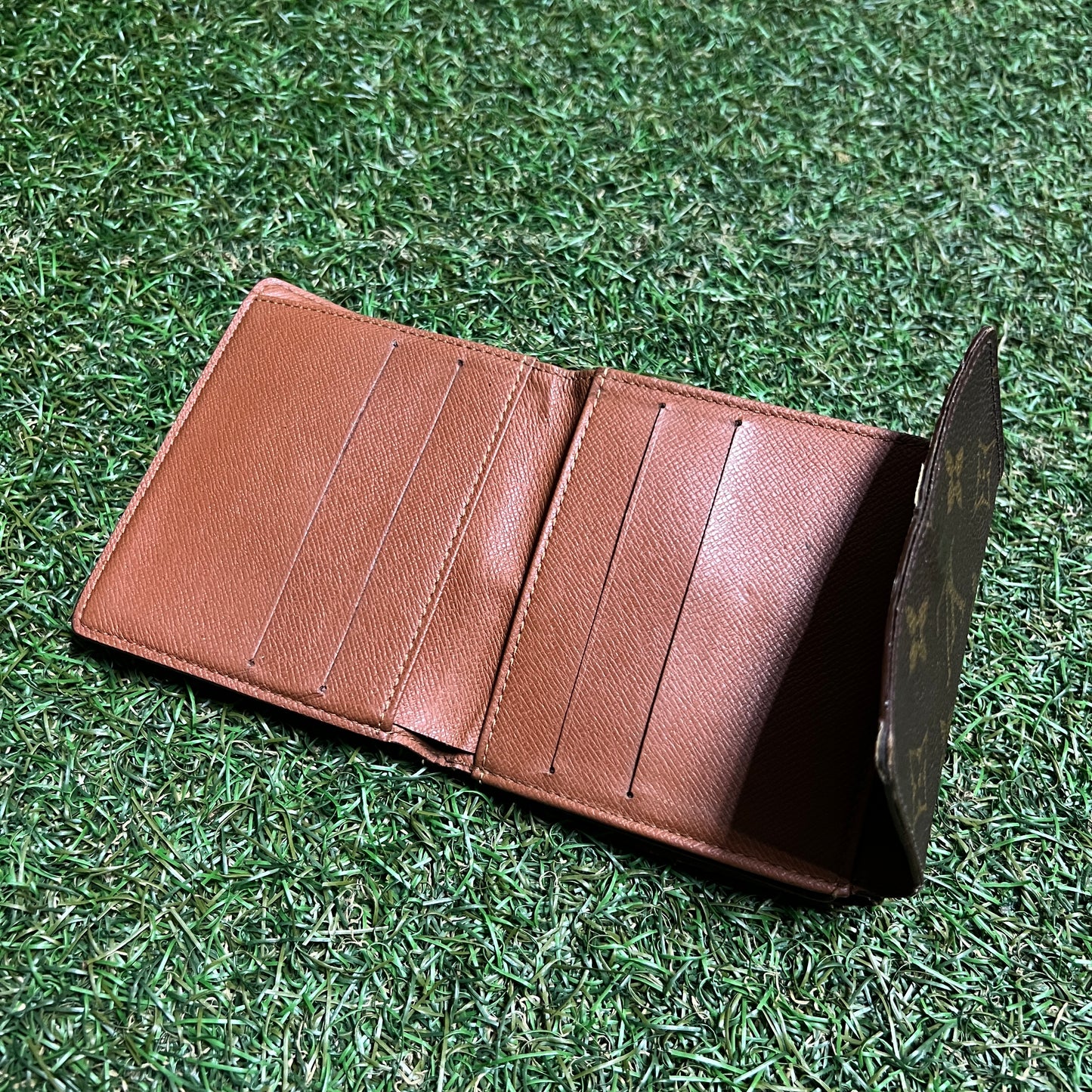 1990s Louis Vuitton Monogram Porte Monnaie Billets Trifold Brown Wallet USED x14064