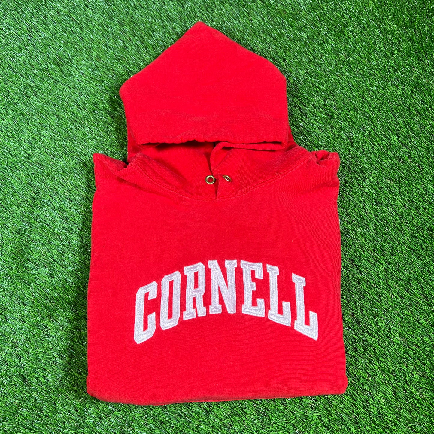 1990s Cornell Champion Reverse Weave Red Hoodie Size Medium USED v16560