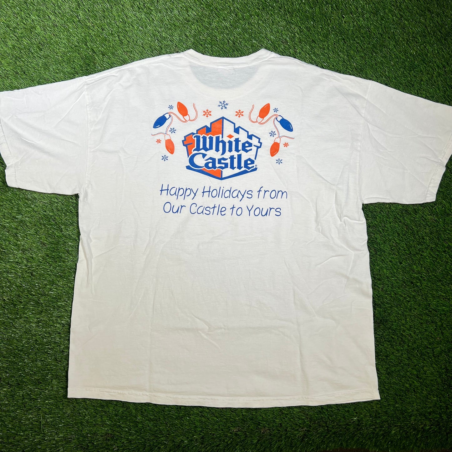 1990s White Castle Happy Holidays White Tee Size XL USED V16541