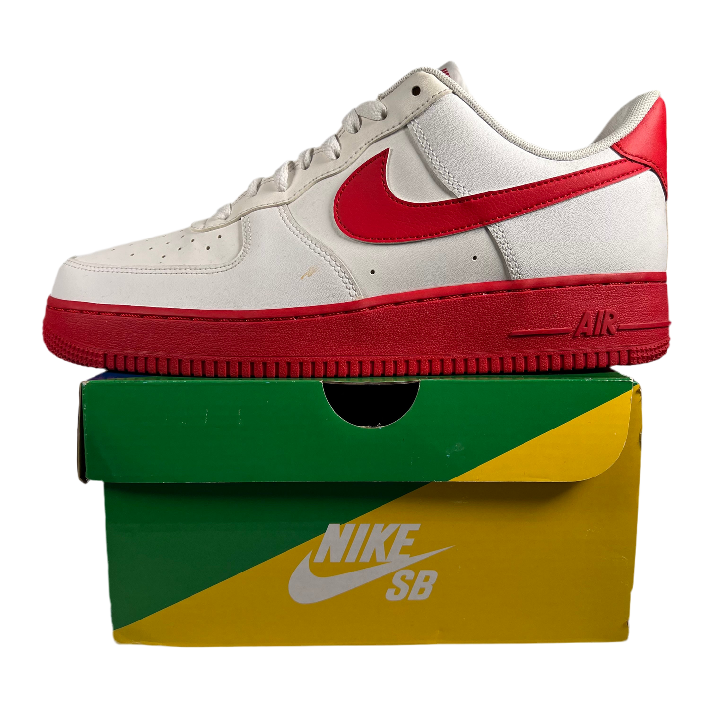 Nike Air Force One 1 White Red Midsole Size 10.5 USED s17429
