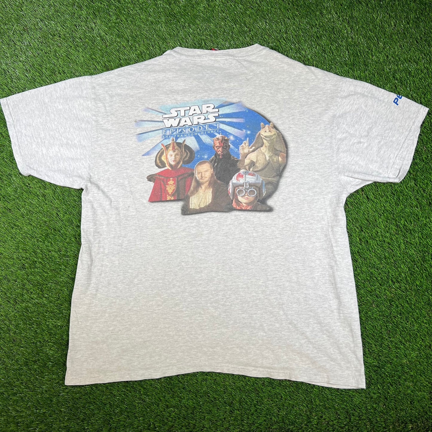 Y2K Star Wars Episode The Phantom Menace Grey Tee Size XL USED v16674