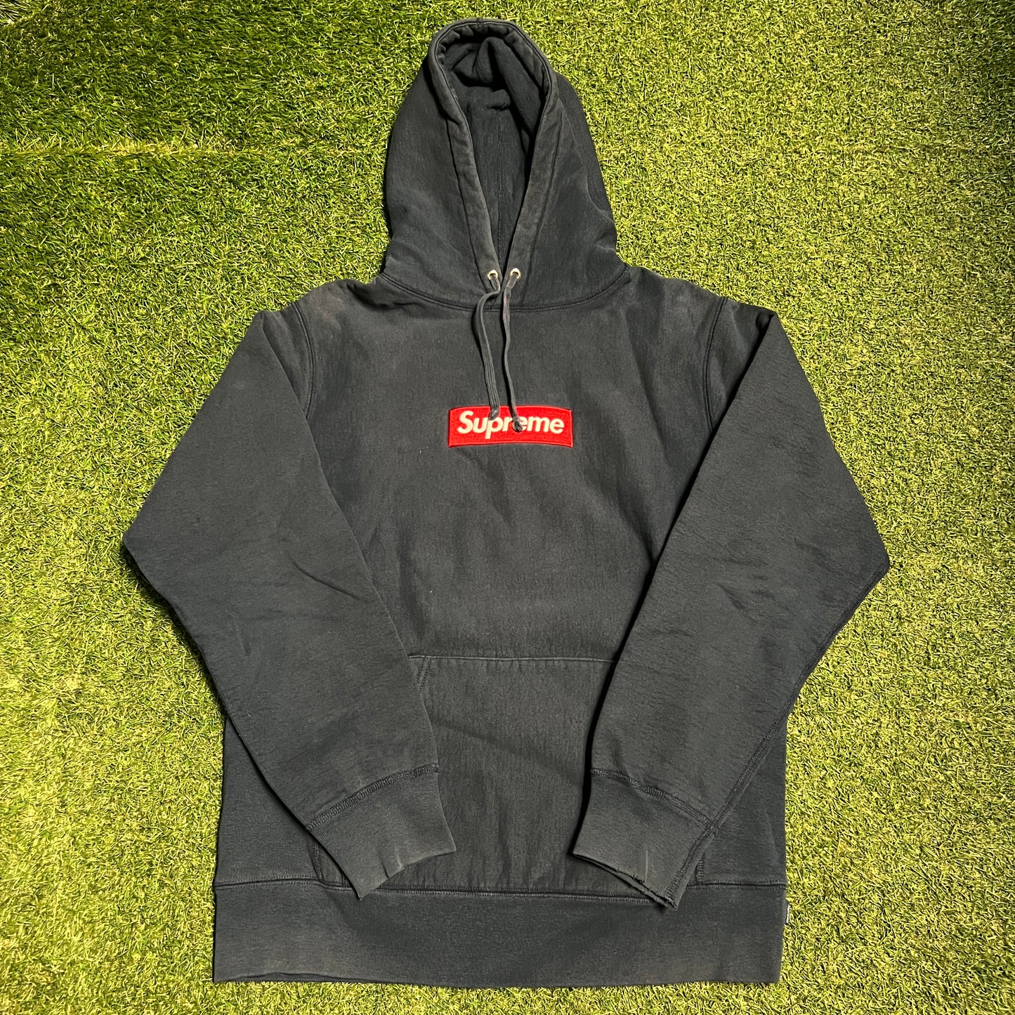 2012 Supreme Navy Box Logo Hoodie Size Large USED x13328