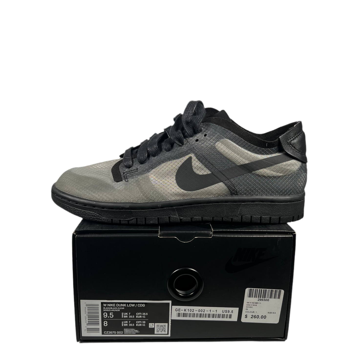 Nike Dunk Low Comme des Garcons Black (2020) Size 8M/9.5W USED s18257