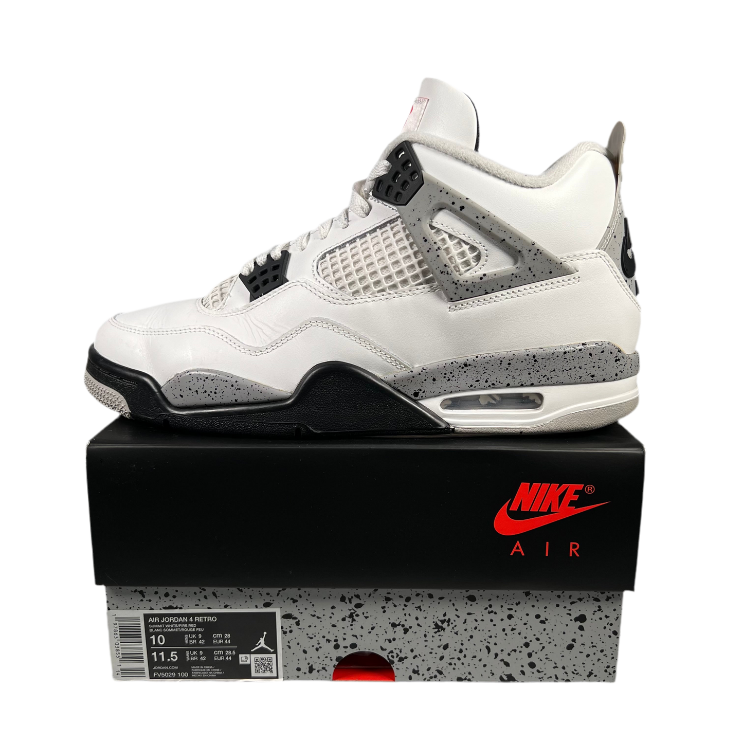 Jordan 4 White Cement (2025) Size 10 USED s18192