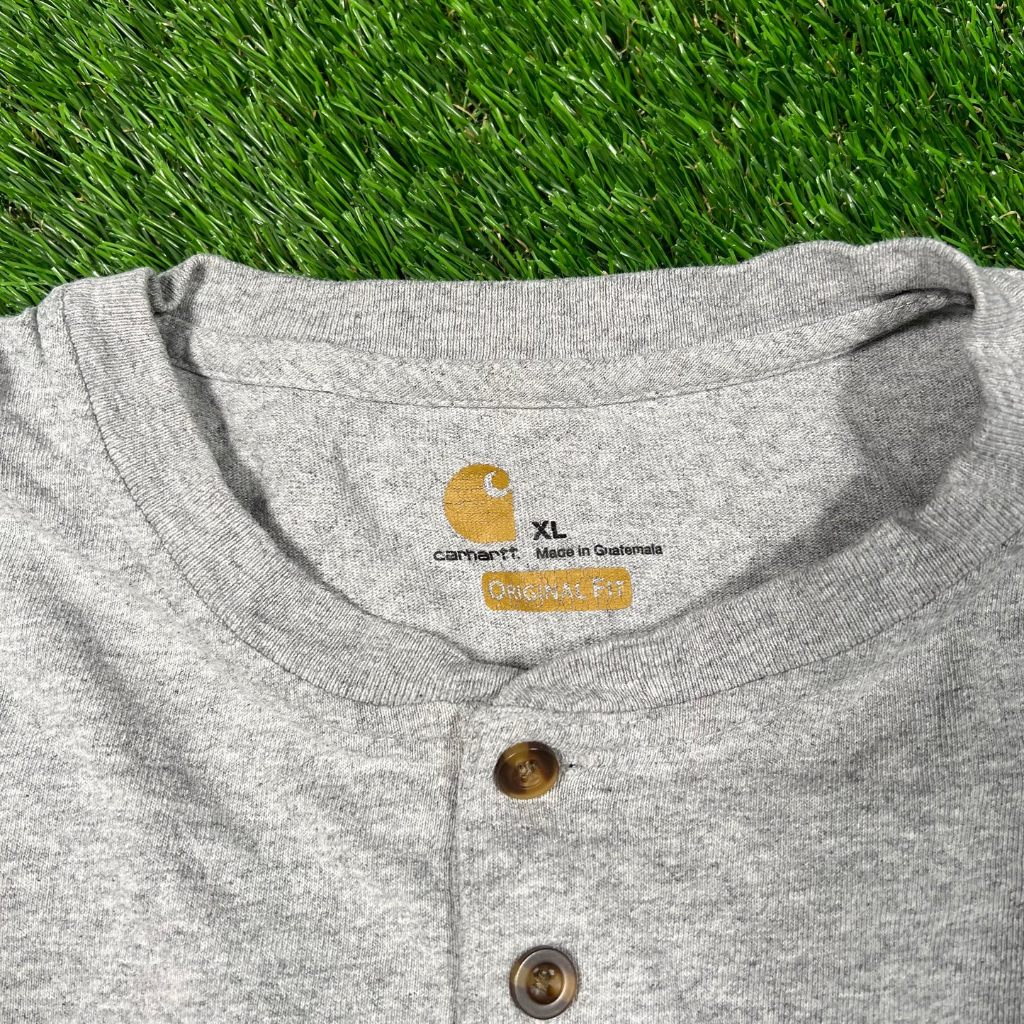 Carhartt Half Button Up Grey Pocket Tee Size XL USED v18760
