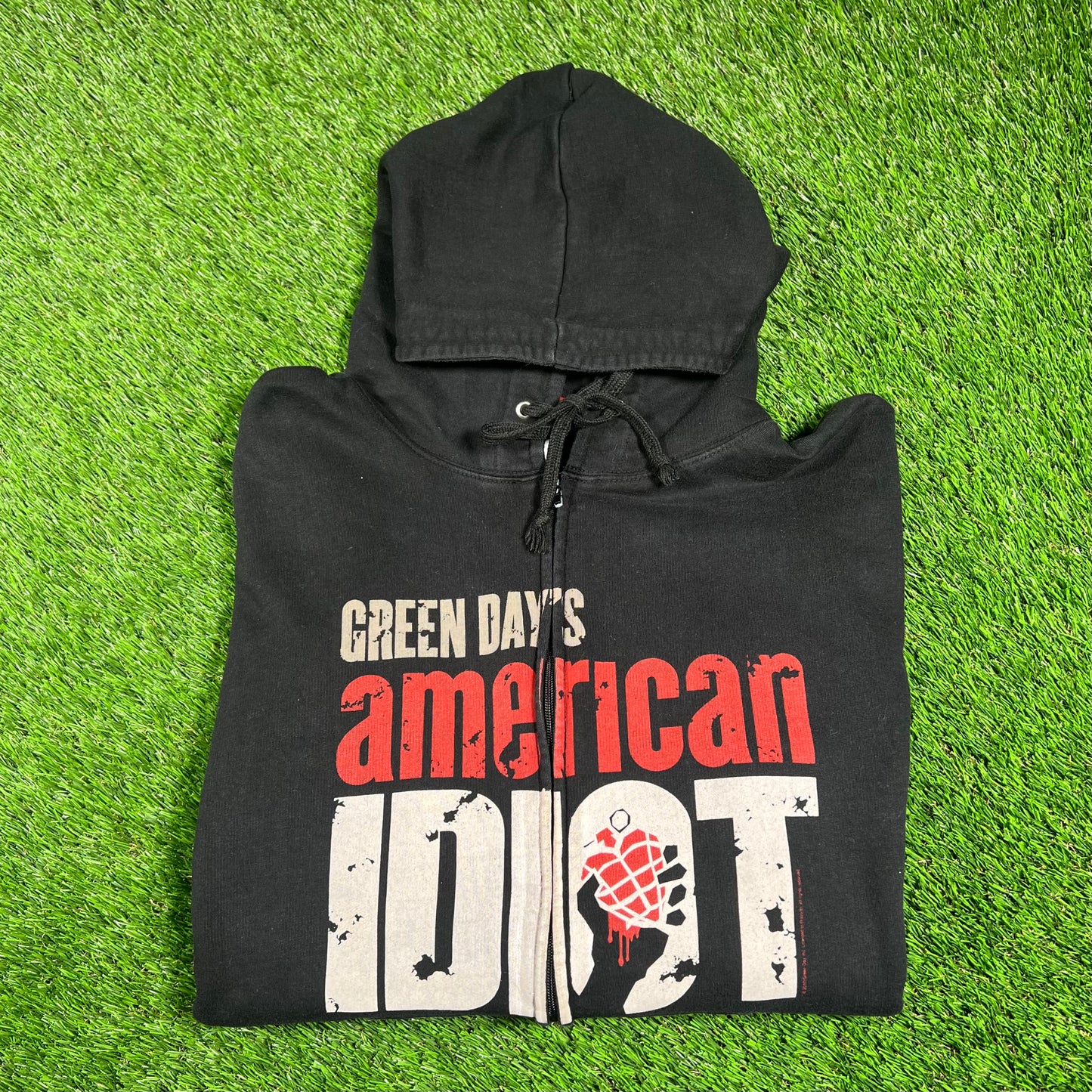 2010 Green Day American Idiot Black Zip Up Hoodie Size XL USED v16776