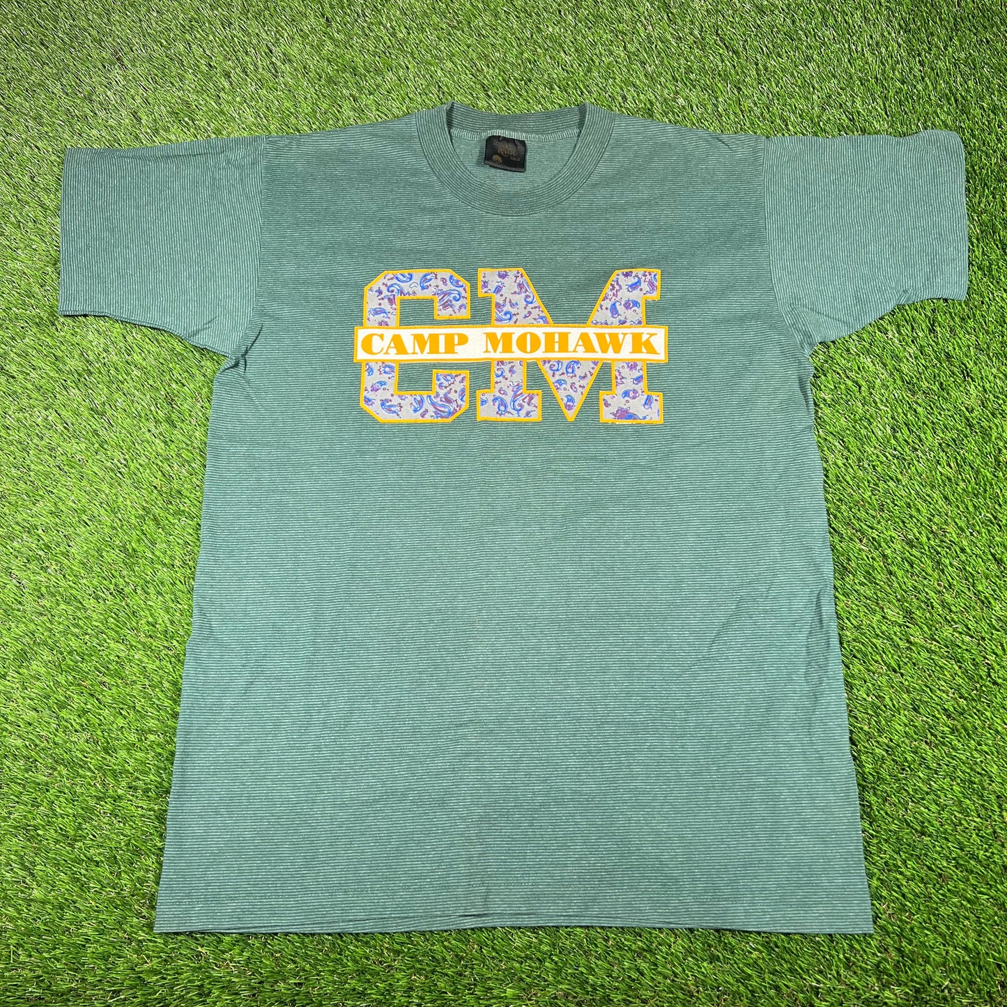 1990s Green Camp Mohawk Tee Size Large USED v16920