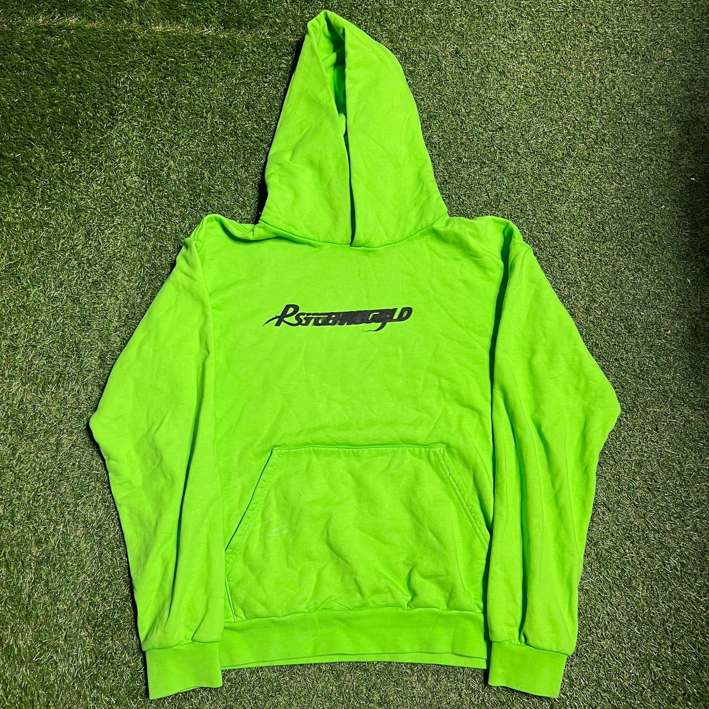 Psychworld Middle Logo Green Hoodie Size Large USED x13480
