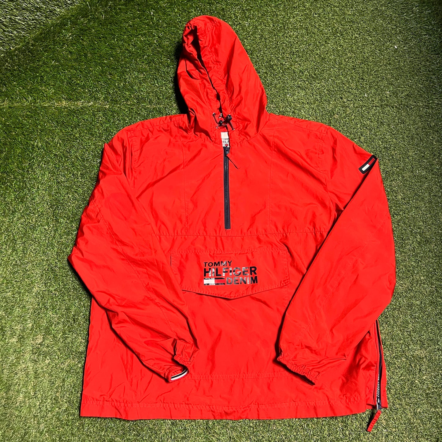 Tommy Hilfiger "Denim" Red Light Windbreaker Size XL USED v16357