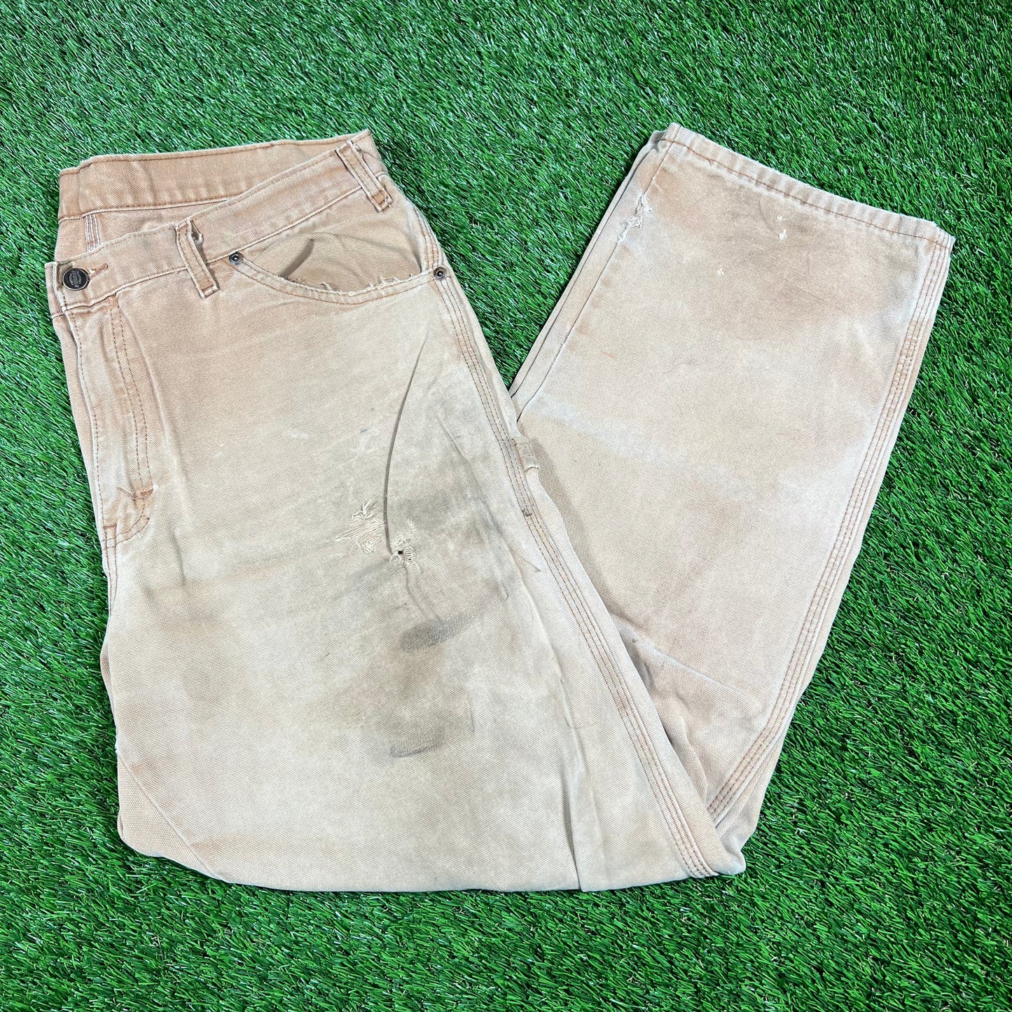 Y2K Dickies Tan Cargo Pants Size 36 USED v16801