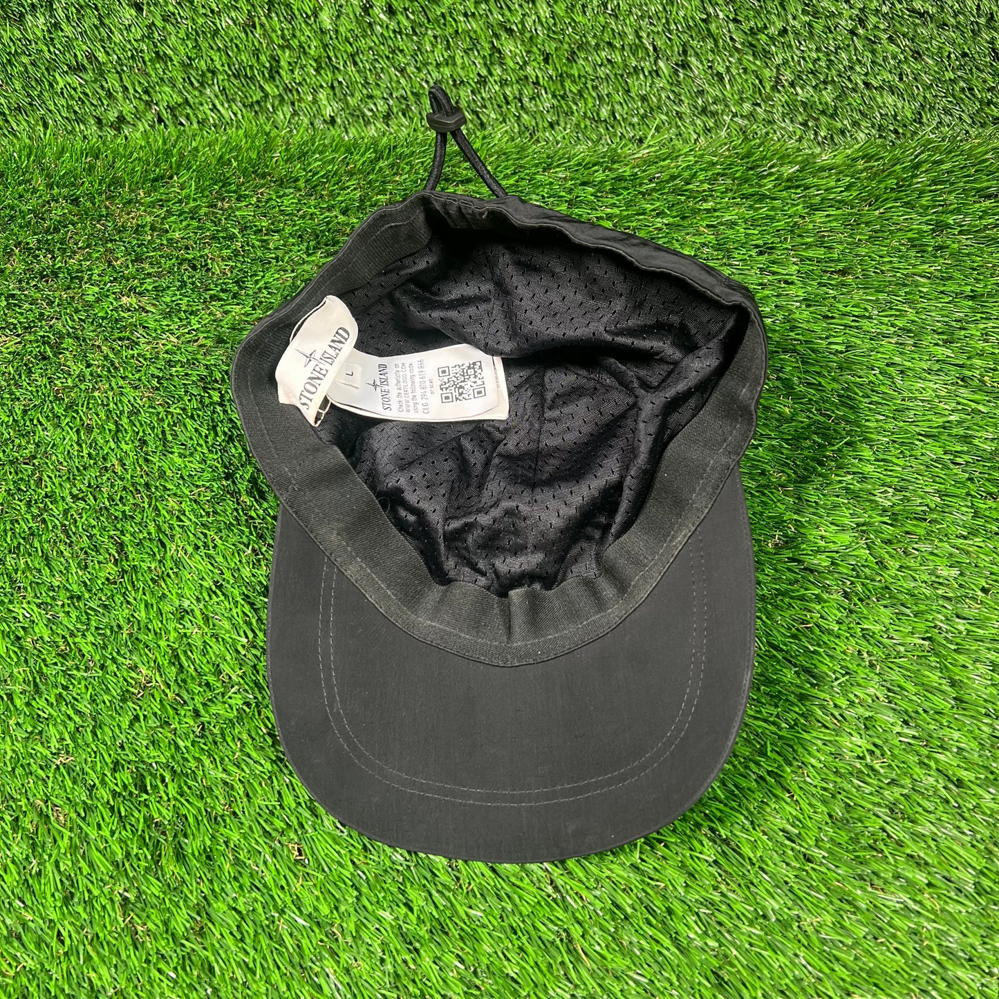 Stone Island Black Nylon Patch Hat USED x16707
